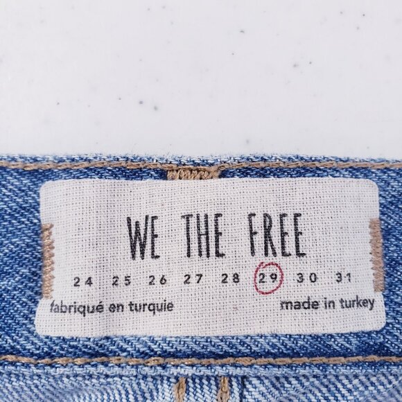 Free People Maggie Mid Rise Straight Jeans Distressed Raw Hem Womens Size 29 - Picture 7 of 9